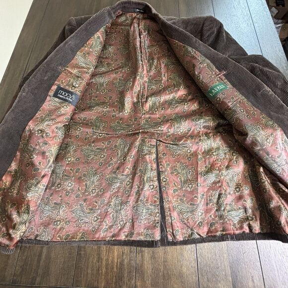 Ralph Lauren Brown Corduroy Men 44 L Sport Coat Elbow Patches Blazer Suit Jacket - Picture 6 of 8